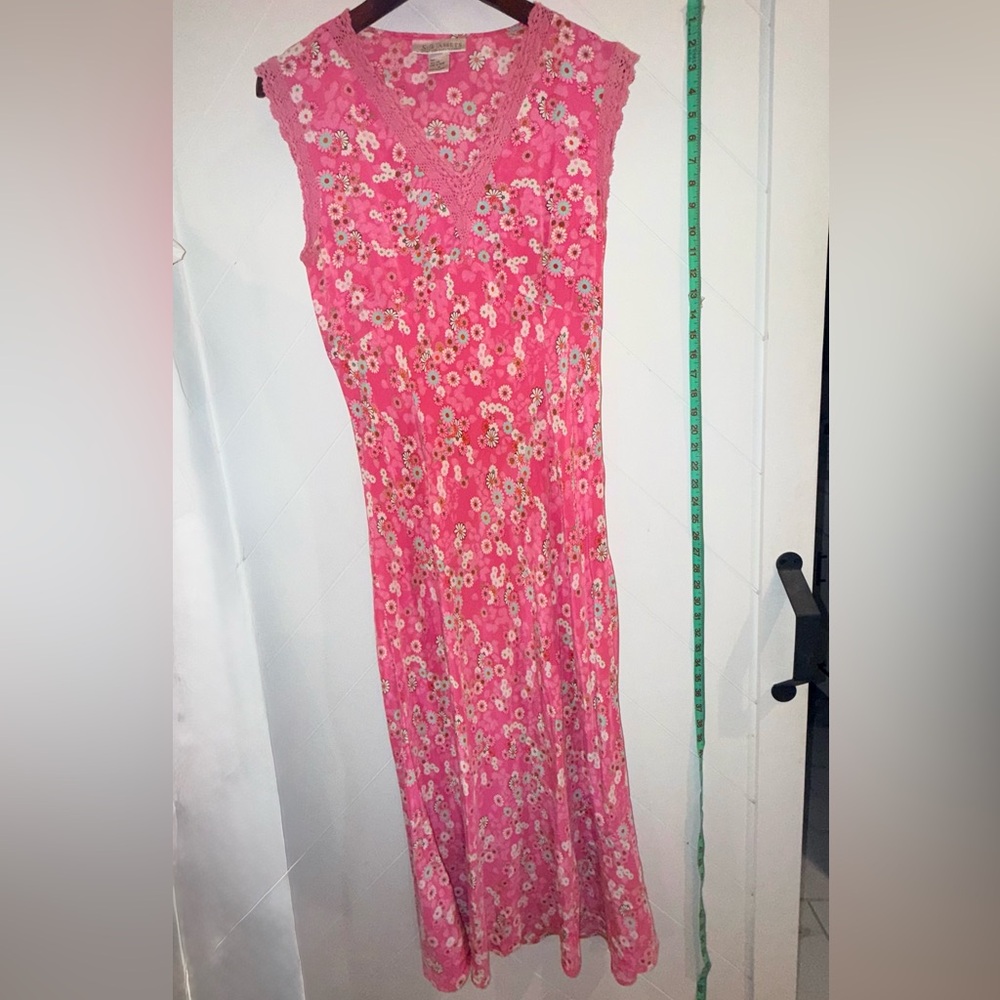 Vintage Diane Von Furstenberg 100% Silk Assets DVF slip dress pink floral maxi - Picture 6 of 10